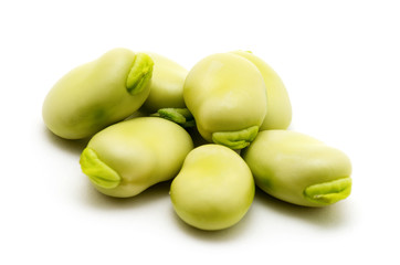 broad beans on white background