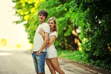 Fototapeta premium Romantic couple on forest