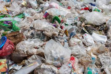 Pile of domestic garbage in landfill