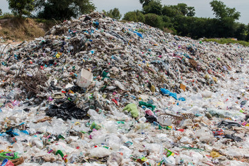 Pile of domestic garbage in landfill