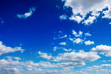White clouds in blue sky.