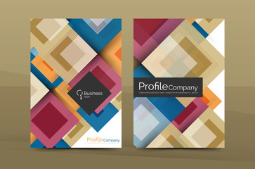 Set of front and back a4 size pages, business annual report design templates