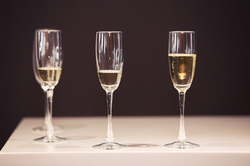 champagne glasses at restaurant