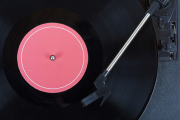 Close up of a retro record player