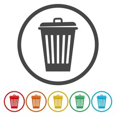 Collection of trash bin icons