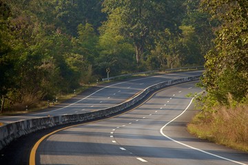 Fototapeta premium Country Road in the morning on the mountain.