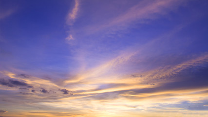 The color and beauty of the sky at sunset