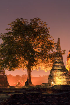 Ayutthaya Historical Park, Phra Nakhon Si Ayutthaya, Ayutthaya , Thailand.Image is soft focus and have grain or noise.