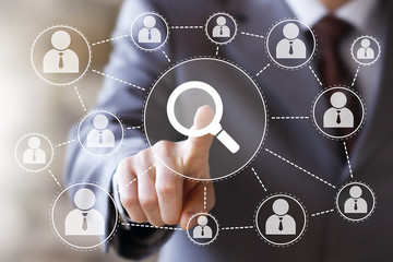 Search magnifier loupe business button communication network icon