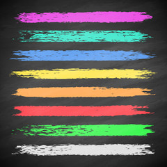 Grunge colorful chalk stripes on blackboard