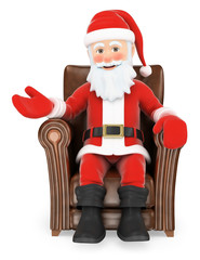 3D Santa Claus sitting on a leather sofa