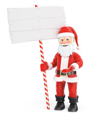 3D Santa Claus with a blank sign