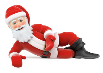 3D Santa Claus lying pointing down