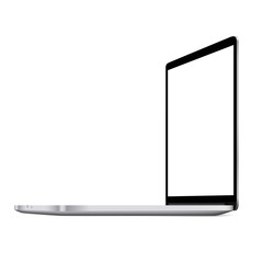 mock up personal laptop computer perspective view on white background