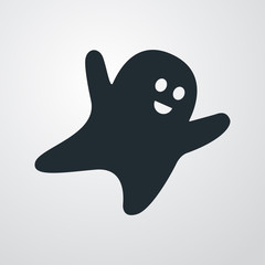 Naklejka premium Icono plano fantasma volando sobre fondo degradado