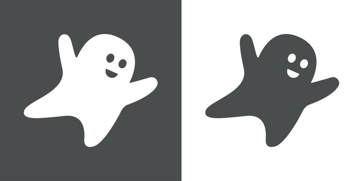 Icono plano fantasma volando gris