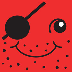 Red smiley face one-eyed pirate