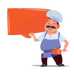chef with talking bubble for presenting - vector