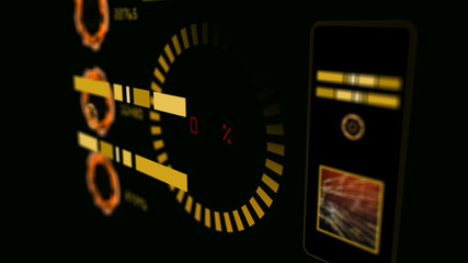 Abstract advanced technology control panel user interface. 3D rendering