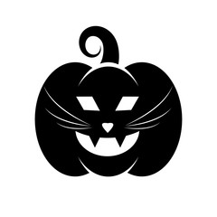 Black icon of Halloween cat pumpkin