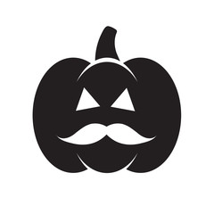 Halloween black pumpkin with mustache