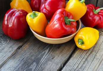 Red and yellow paprika peppers