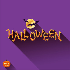 Halloween letter word, the moon and bats, polygonal. Eps8.