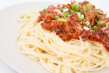 Spaghetti bolognese on a plate