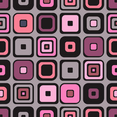 Seamless vector geometrical pattern. Endless retro background with hand drawn ornamental squares. Graphic vector vintage illustration with ethnic motifs. Template for cover, fabric, wrapping.