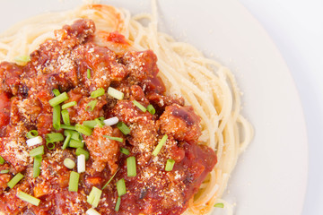 Spaghetti bolognese on a plate