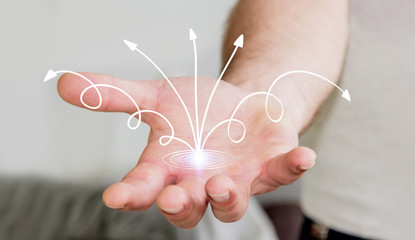 Man using hand-drawn business presentation