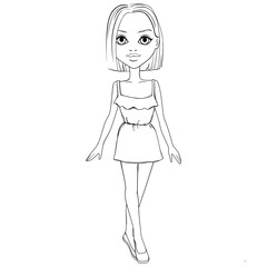 Vector contour girl.
