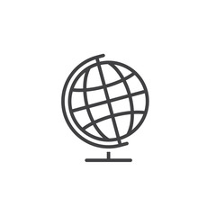 globe line icon, outline vector sign, linear pictogram isolated on white, logo illustration