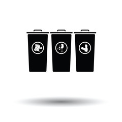Garbage containers with separated trash icon