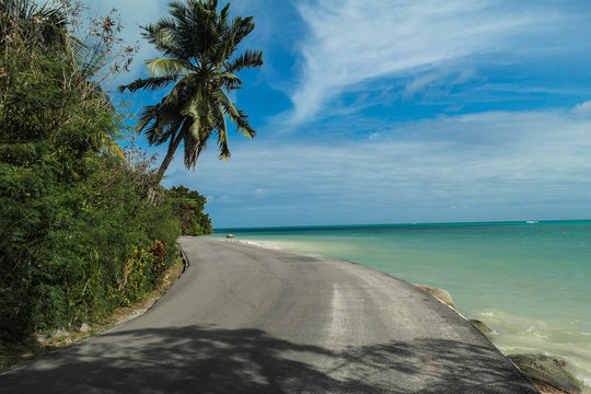 coastal road on Praslin island - Seychelles