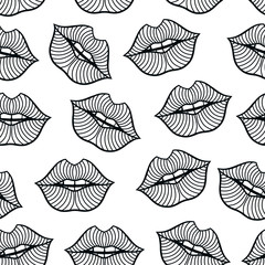 Vector seamless pattern with lips
