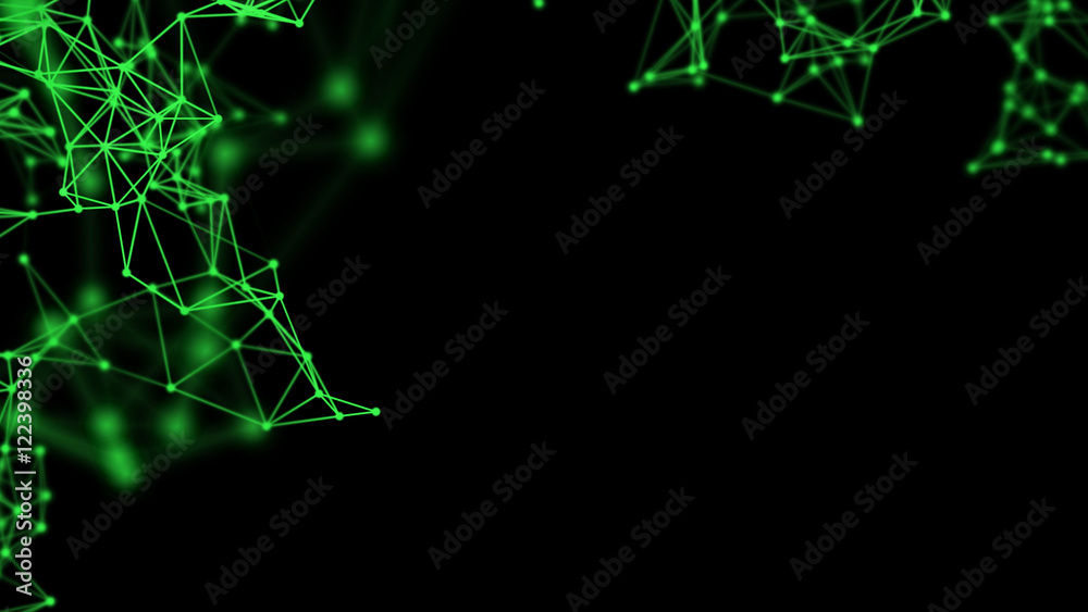 Poster plexus fantasy abstract technology and engineering background. 3d rendering