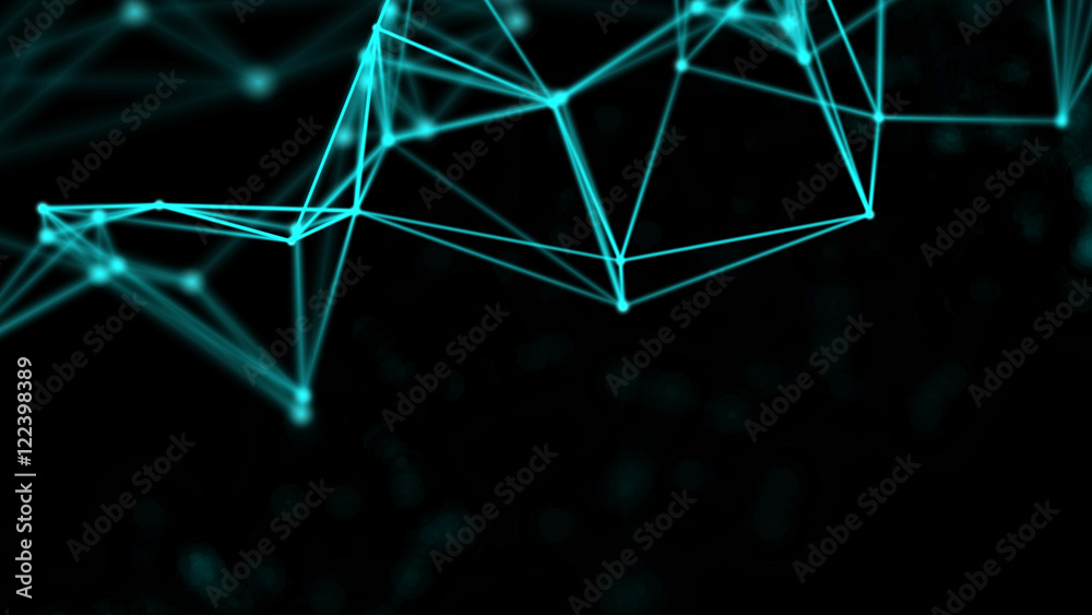 Poster plexus fantasy abstract technology and engineering background. 3d rendering