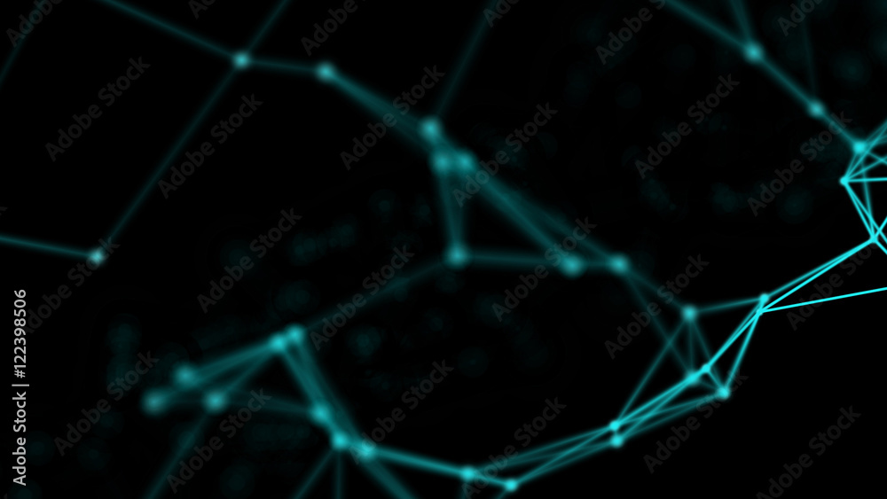 Poster plexus fantasy abstract technology and engineering background. 3d rendering