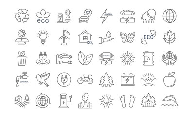 Set Vector Flat Line Icons Eco and Bio