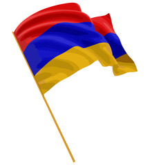 3D Armenian flag with fabric surface texture. White background.