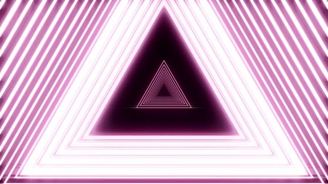 Looping triangular shapes expanding from center with multicolored glow and pulse and embedded alpha channel.
