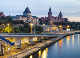 Fototapeta na wymiar night city-Szczecin, Poland