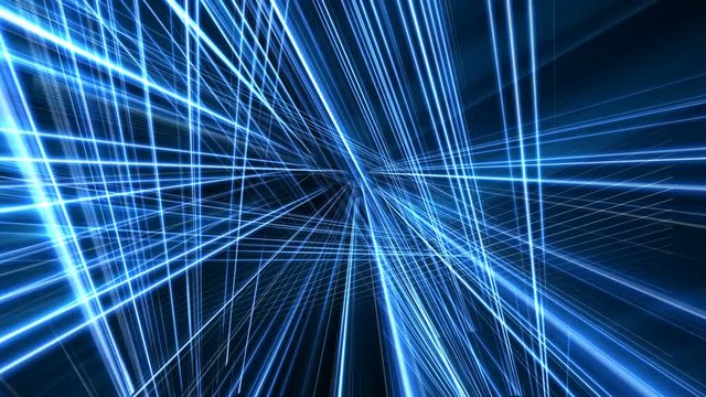 A looping abstract 3D grid rotating in space.