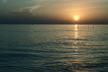 Naklejka premium Beautiful landscape of summer sunset or sunrise