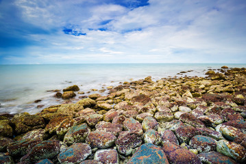 Travel vacation background, rocks, sea and sky ,Southern Thailand, nature background