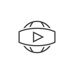 panoramic video sign. line icon, outline vector logo illustration, linear pictogram isolated on white