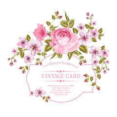 Spring flowers bouquet for vintage card. Vector illustration.