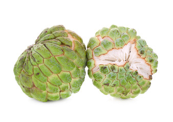 fresh green custard apple isolated on white