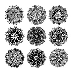 black and white circle lace pattern collection, christmas design